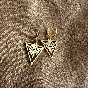 witchy third eye gold huggie hoop earrings